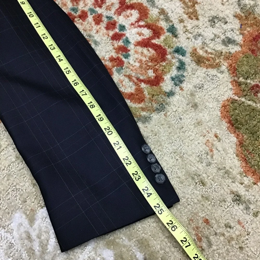 Tommy  Hilfiger Men's 46R Blazer Sport Coat Blue Check Silk & Wool vtg -holes